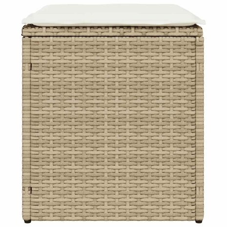 Tuinkrukken met kussens 2 st 40x40x43 cm poly rattan beige