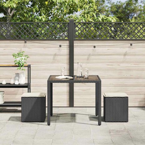Tuinkrukken met kussens 2 st 40x40x43 cm poly rattan zwart