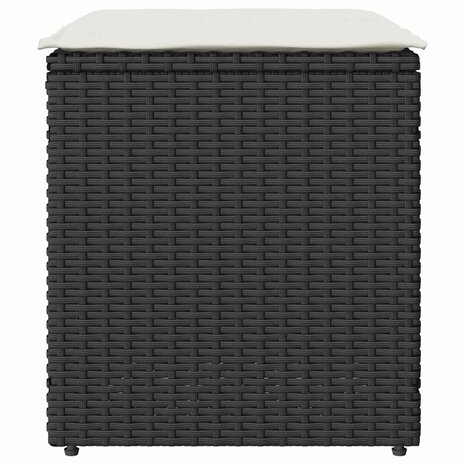 Tuinkrukken met kussens 2 st 40x40x43 cm poly rattan zwart