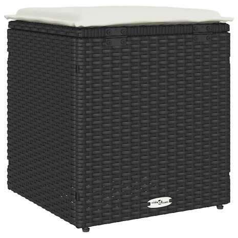 Tuinkrukken met kussens 2 st 40x40x43 cm poly rattan zwart