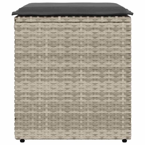 Tuinkrukken met kussens 2 st 40x40x43 cm poly rattan lichtgrijs
