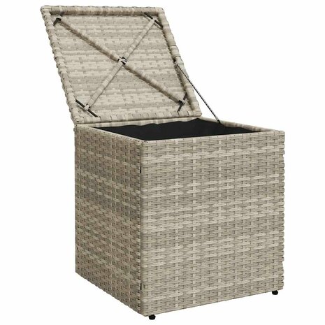 Tuinkrukken met kussens 2 st 40x40x43 cm poly rattan lichtgrijs