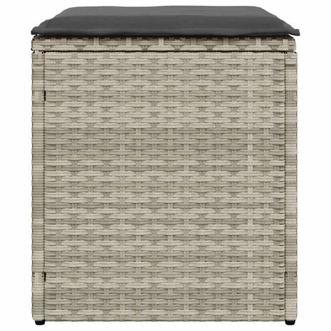 Tuinkrukken met kussens 2 st 40x40x43 cm poly rattan lichtgrijs