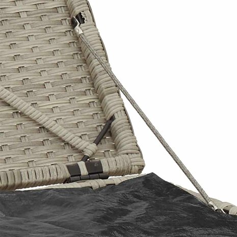 Tuinkrukken met kussens 2 st 40x40x43 cm poly rattan lichtgrijs