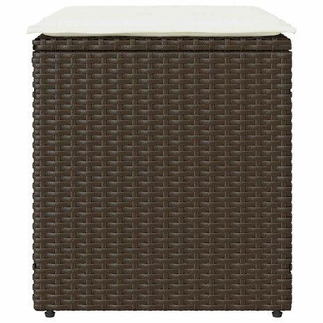 Tuinkrukken met kussens 2 st 40x40x43 cm poly rattan bruin