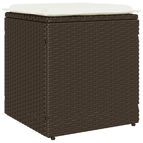 Tuinkrukken met kussens 2 st 40x40x43 cm poly rattan bruin