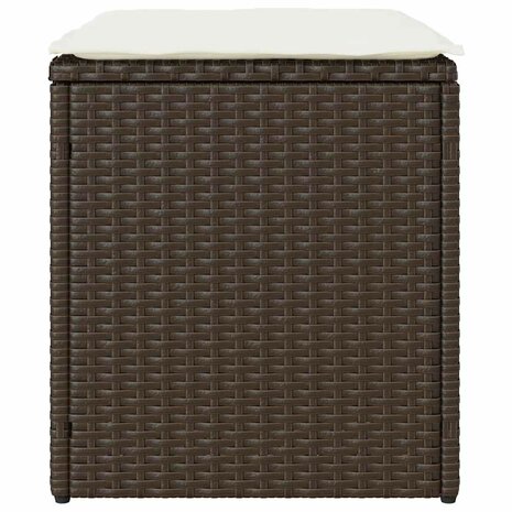 Tuinkrukken met kussens 2 st 40x40x43 cm poly rattan bruin