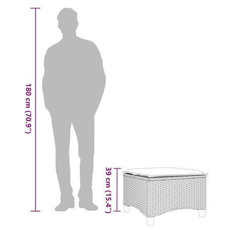 Tuinkrukken met kussens 2 st 55x55x36 cm poly rattan bruin