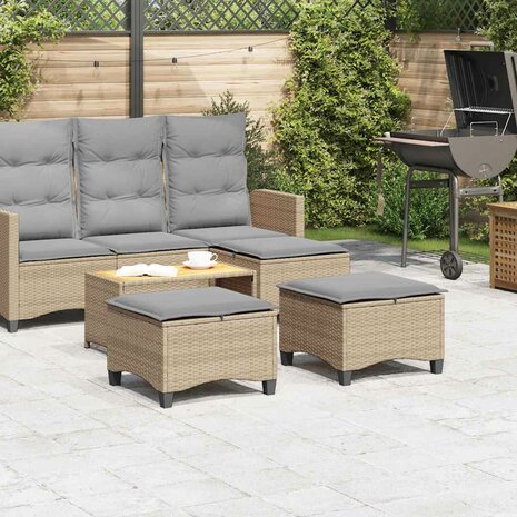 Tuinkrukken met kussens 2 st 55x55x36 cm poly rattan beige