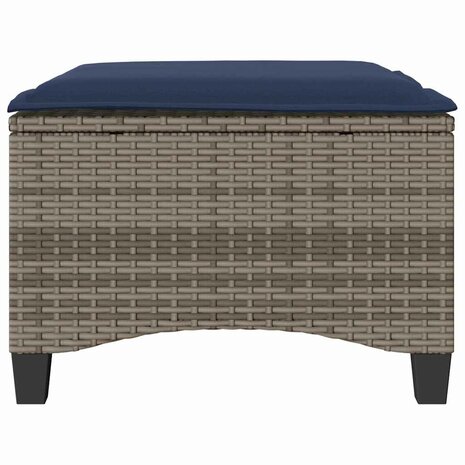 Tuinkrukken met kussens 2 st 55x55x36 cm poly rattan grijs
