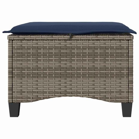 Tuinkrukken met kussens 2 st 55x55x36 cm poly rattan grijs
