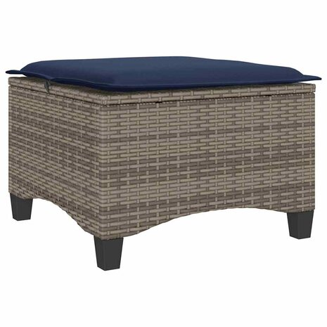 Tuinkrukken met kussens 2 st 55x55x36 cm poly rattan grijs