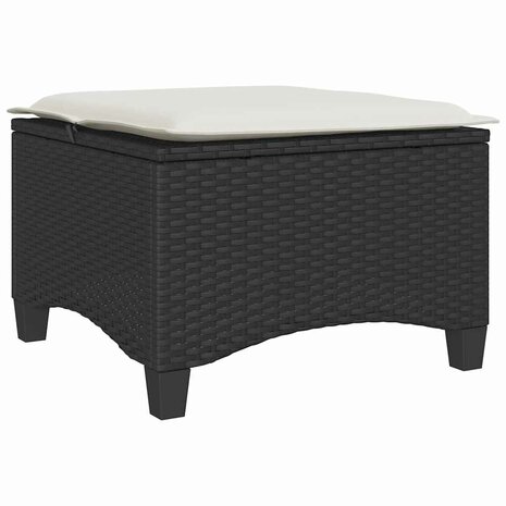Tuinkrukken met kussens 2 st 55x55x36 cm poly rattan zwart