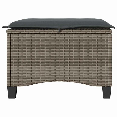 Tuinkrukken met kussens 2 st 55x55x36 cm poly rattan grijs