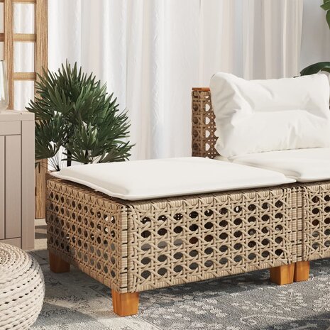 Tuinkruk met kussen 63,5x56x32 cm poly rattan beige