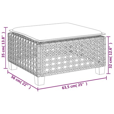 Tuinkruk met kussen 63,5x56x32 cm poly rattan beige