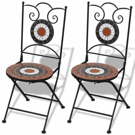 3-delige Bistroset keramische tegel terracotta en wit