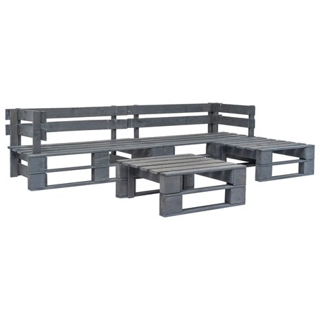 4-delige Loungeset pallet met zandkleurige kussens hout