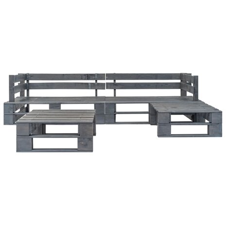 4-delige Loungeset pallet met zandkleurige kussens hout