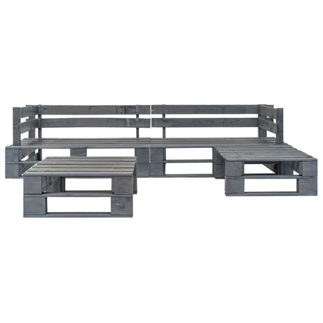4-delige Loungeset pallet met grijze kussens hout