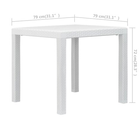 3-delige Bistroset rattan-look kunststof wit