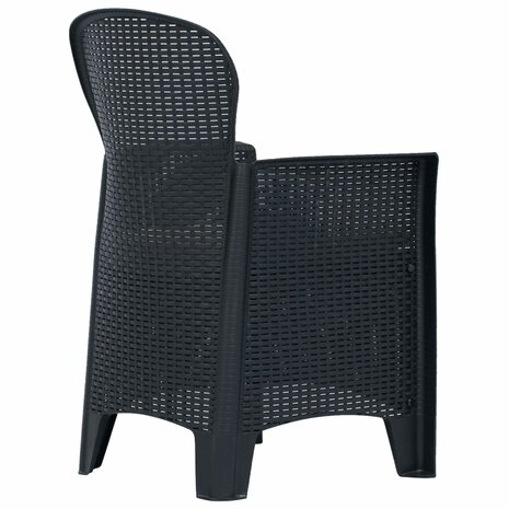 3-delige Tuinset rattan-look kunststof antraciet