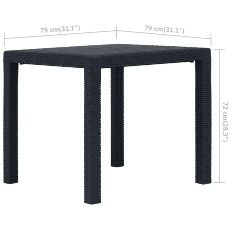 3-delige Tuinset rattan-look kunststof antraciet