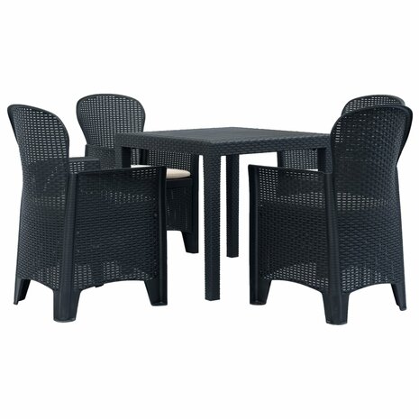 5-delige Tuinset rattan-look kunststof antraciet