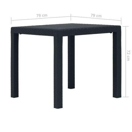 5-delige Tuinset rattan-look kunststof antraciet