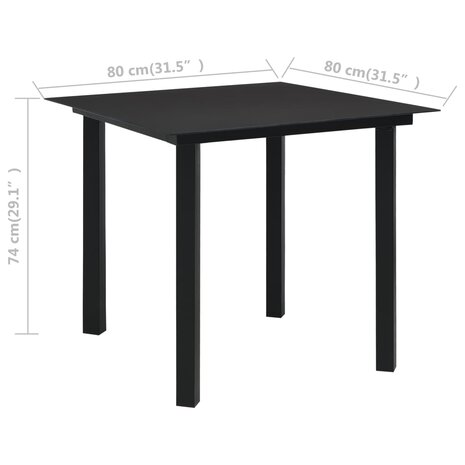 5-delige Tuinset glas en staal zwart