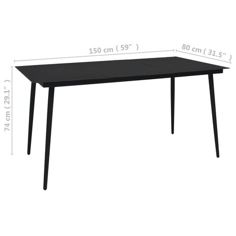 5-delige Tuinset PVC-rattan zwart