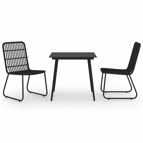 3-delige Tuinset poly rattan en glas