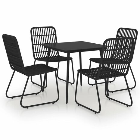 5-delige Tuinset poly rattan en glas
