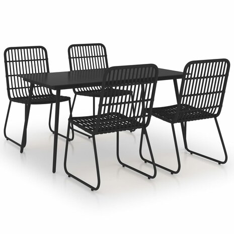 5-delige Tuinset poly rattan en glas