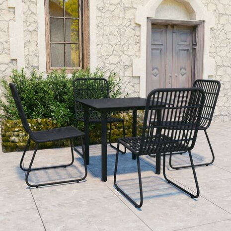 5-delige Tuinset poly rattan en glas