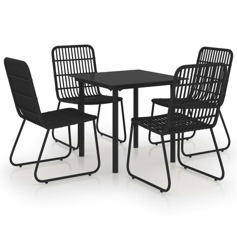 5-delige Tuinset poly rattan en glas