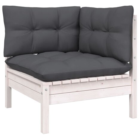 13-delige Loungeset met kussens massief grenenhout wit