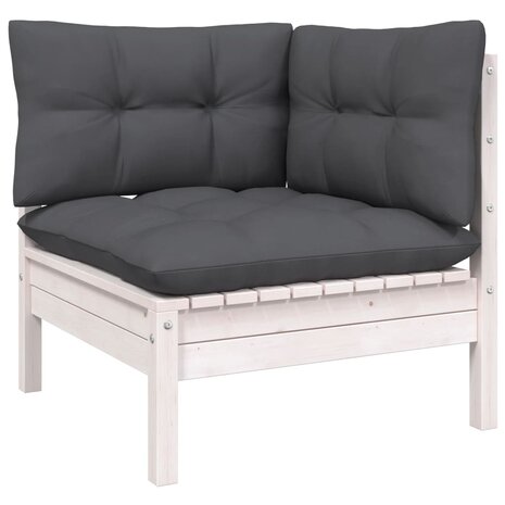 9-delige Loungeset met kussens grenenhout wit