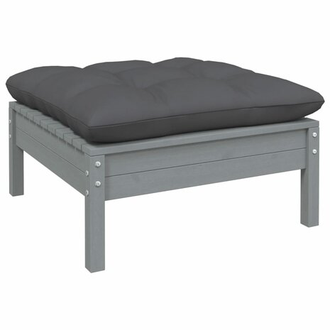 9-delige Loungeset met kussens grenenhout grijs