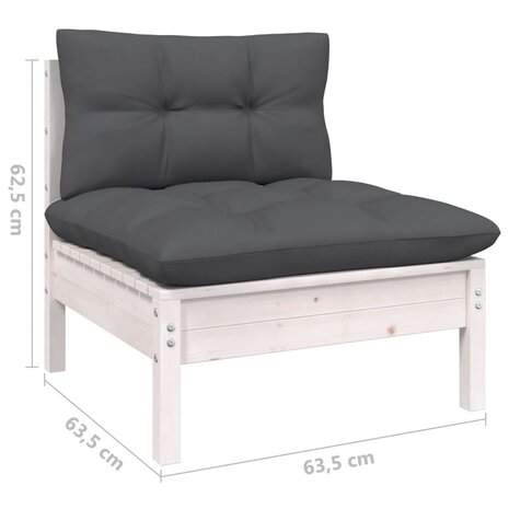 11-delige Loungeset met kussens grenenhout wit