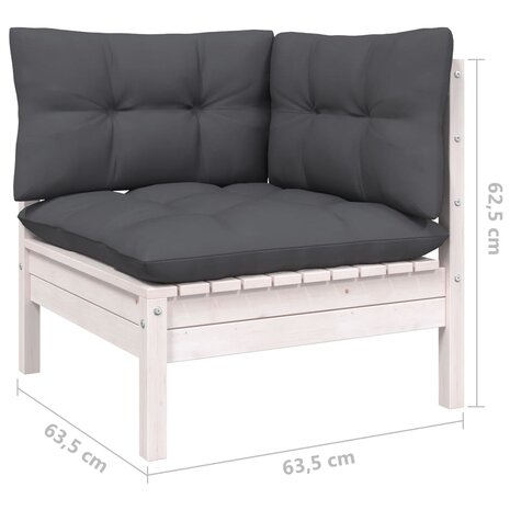11-delige Loungeset met kussens grenenhout wit