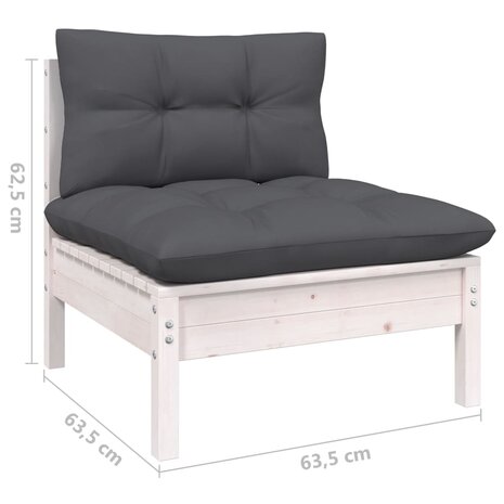 11-delige Loungeset met kussens grenenhout wit