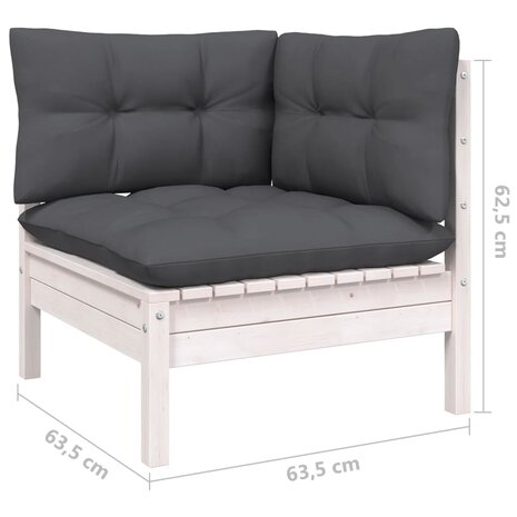 11-delige Loungeset met kussens grenenhout wit