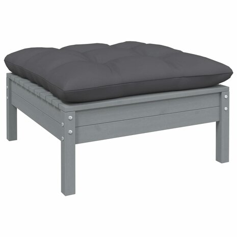 11-delige Loungeset met kussens grenenhout grijs