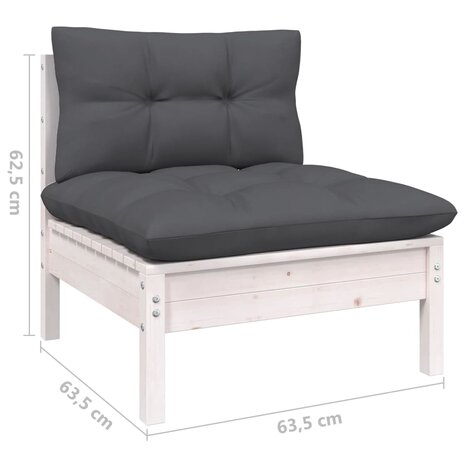 12-delige Loungeset met kussens grenenhout wit