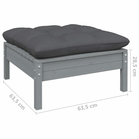 13-delige Loungeset met kussens grenenhout grijs