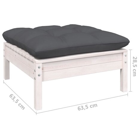 6-delige Loungeset met kussens grenenhout wit