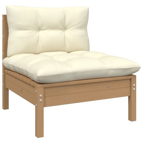 6-delige Loungeset met kussens grenenhout honingbruin