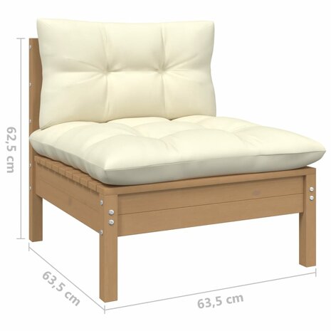 6-delige Loungeset met kussens grenenhout honingbruin