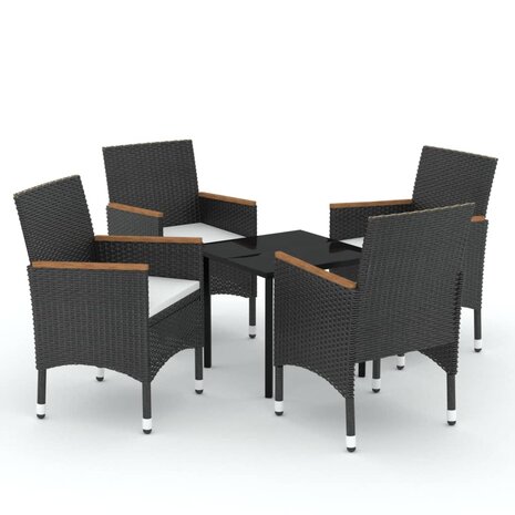 5-delige Tuinset met kussens zwart